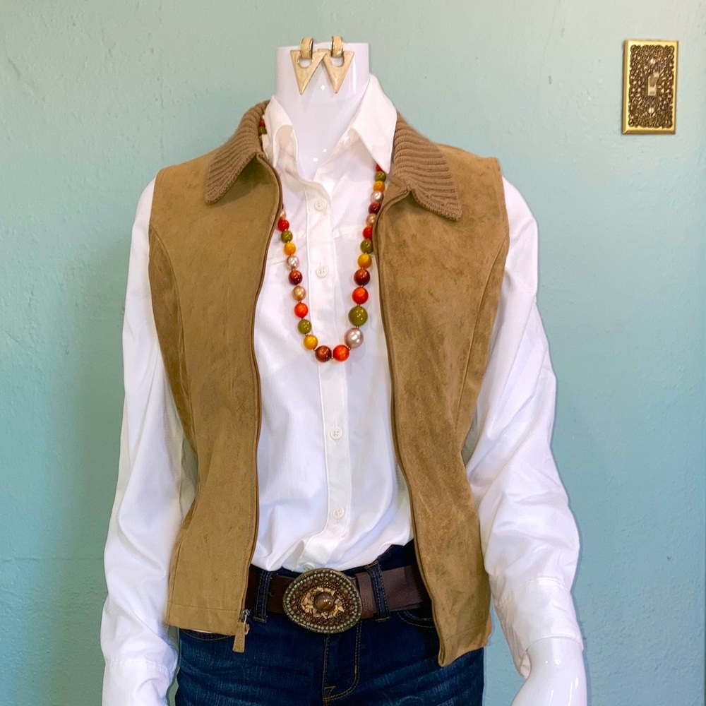 Liz Claiborne Suede and Knit Vest S